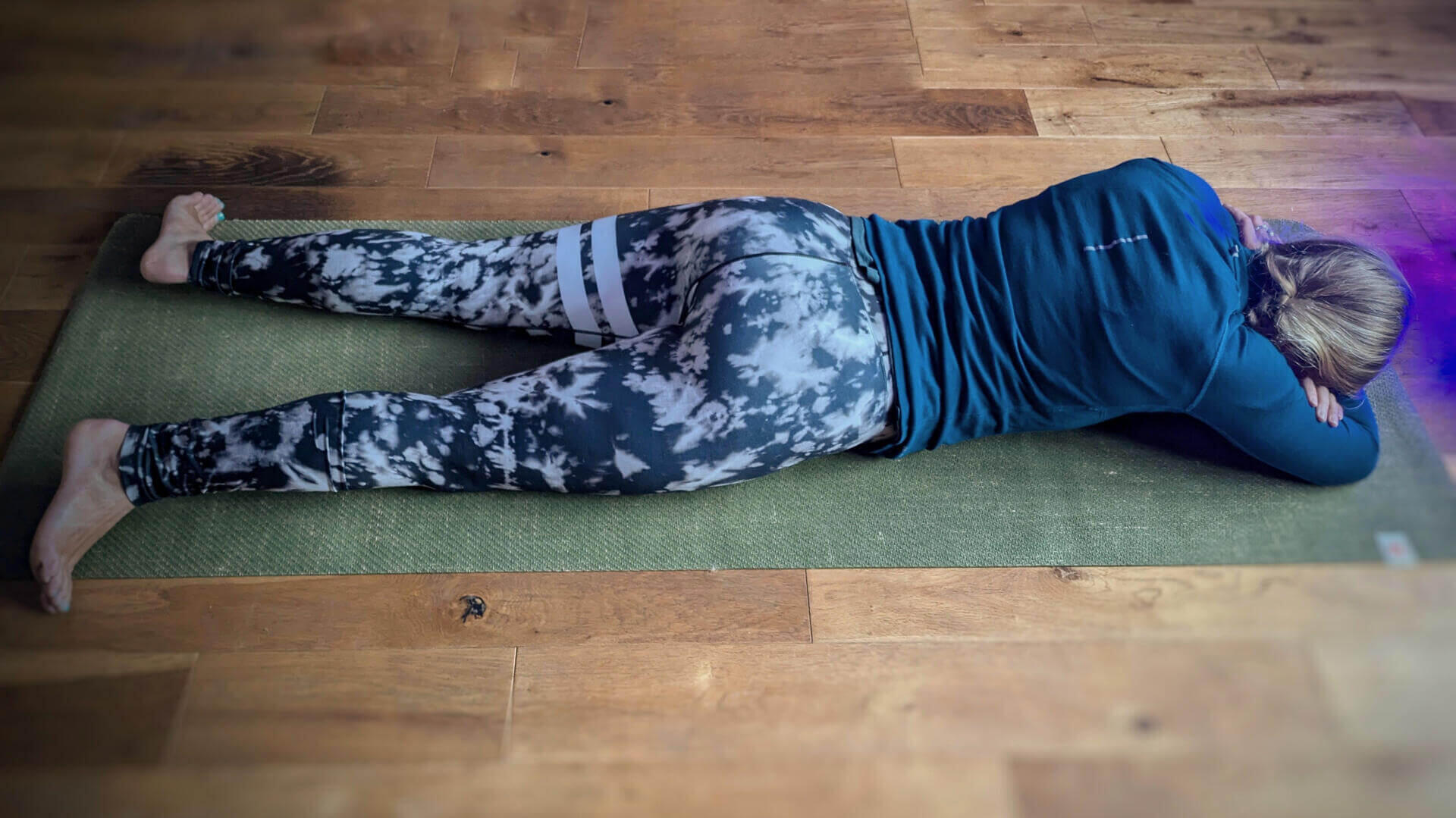 A girl practicing yoga Nidra in Manchester